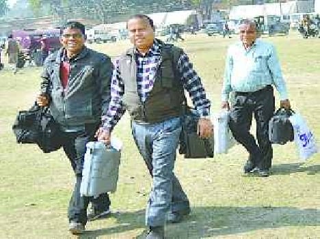 The polling parties reached at booths, voting today